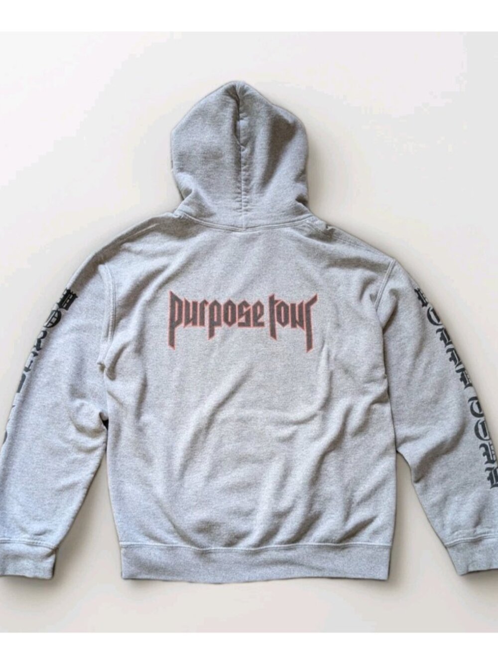 Justin Bieber Purpose 2015 Album 2016 Tour Hoodie Sweatshirt Size M Gildan Gray